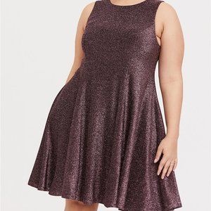 Torrid Rose Gold Glitter Fluted Mini Dress